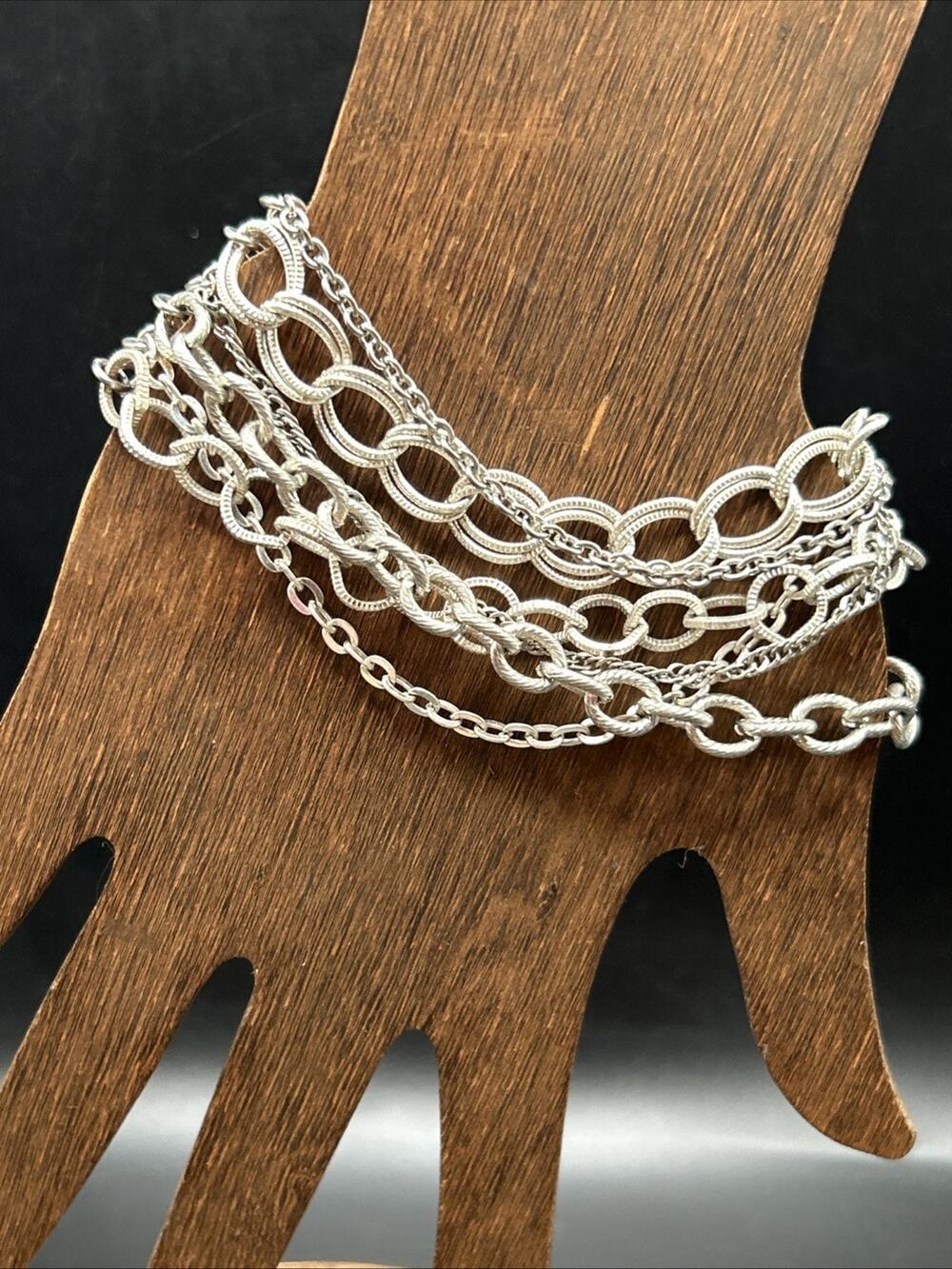 Premier Designs Silver Tone Six Chain Bracelet Size 6 3/4 Length 8”